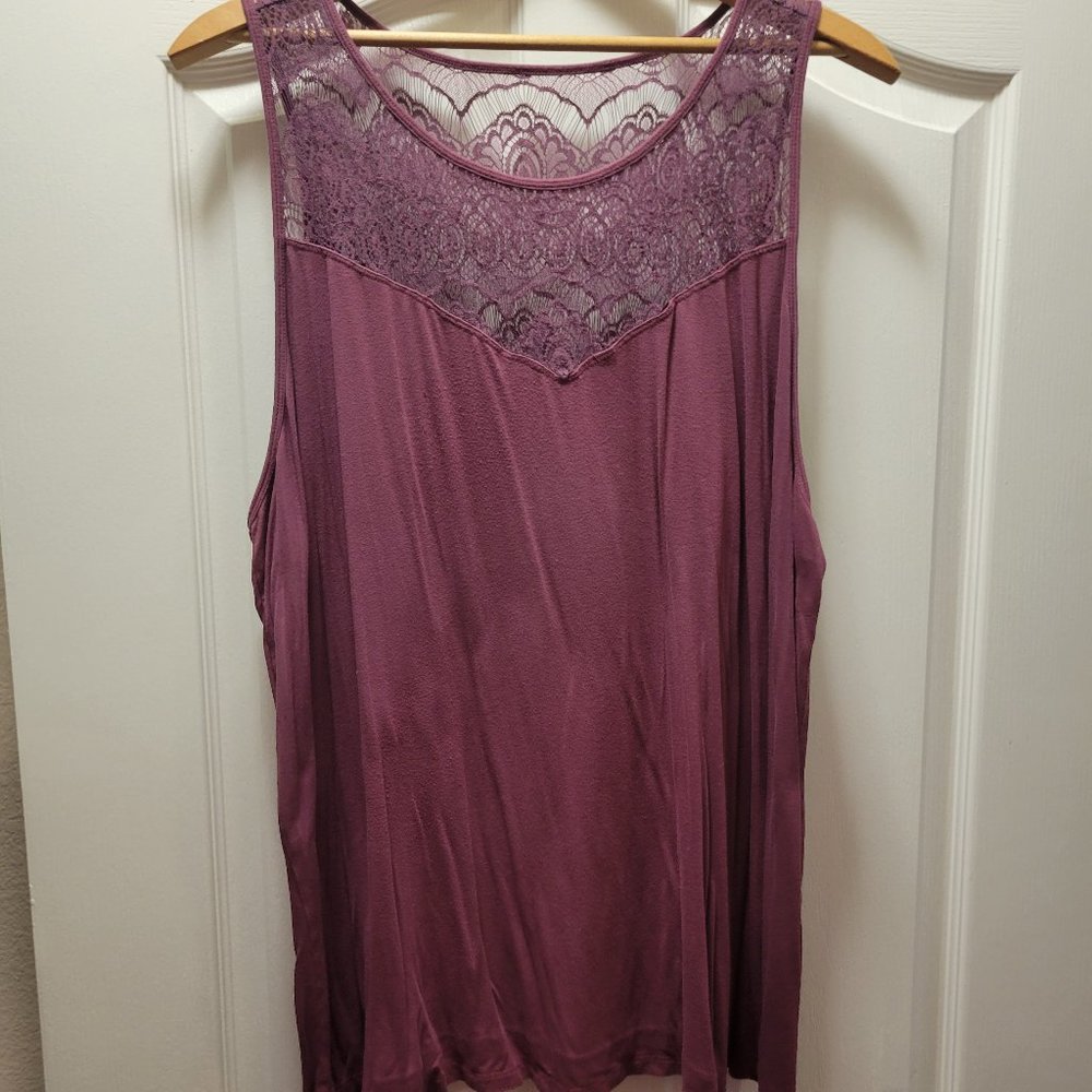 Torrid Super Soft Burgundy Tank with Lace